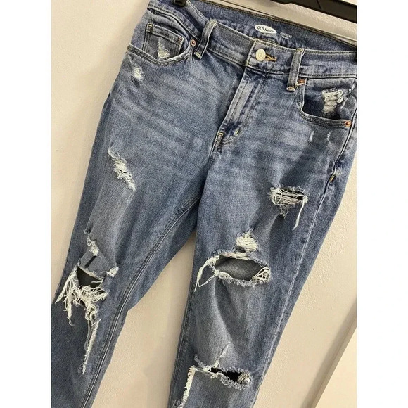 OLD NAVY BOYFRIEND JEAN MIDRISE SIZE 6 - SUPER DISTRESSED - QUICK SHIPPING - Picture 10 of 12